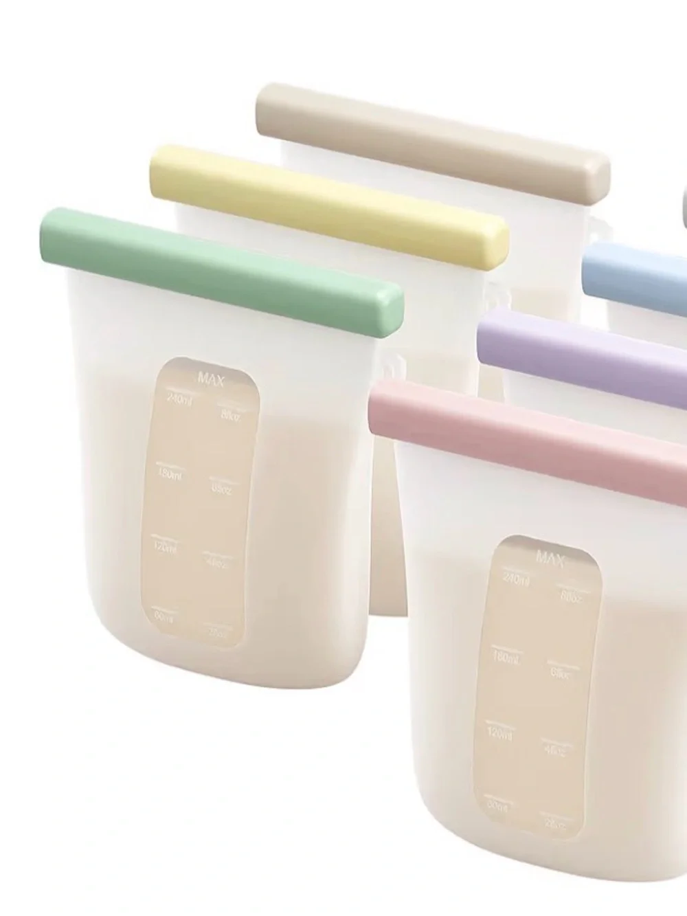 Nuliie 5-Pc Silicone Breastmilk Storage Bags — 8oz/240ml 🍼💗